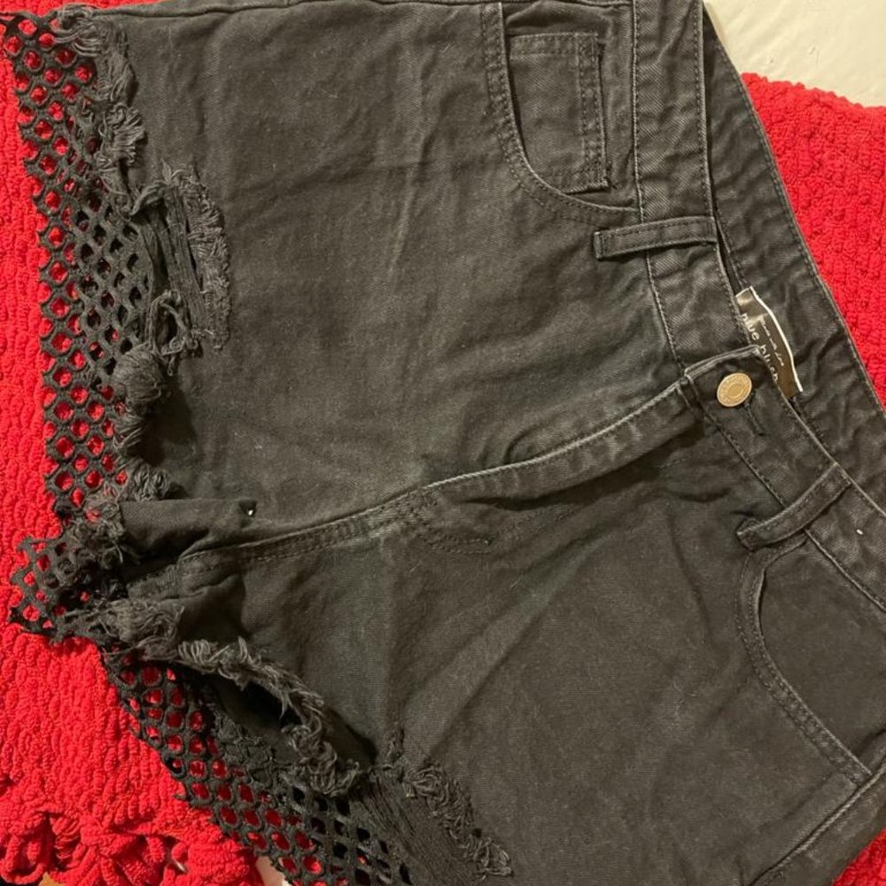 Black Wash Denim Shorts